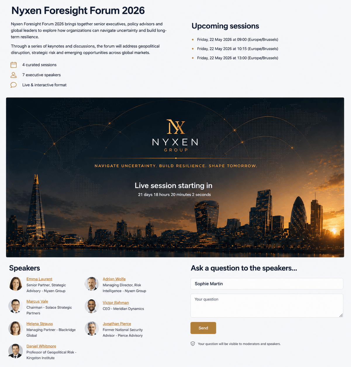CenterStage landing page viewer for a published event page